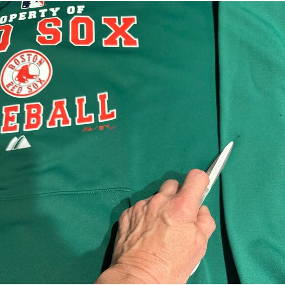 Boston Red Sox Hoodie Large Green Therma Base Majestic MLB Sweatshirt Baseball - Picture 9 of 9